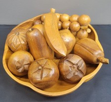 Conjunto de frutas de madeira vintage MCM Monkey Pod tigela de 10 peças de frutas comprar usado  Enviando para Brazil