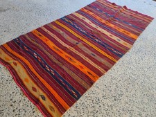 Tapete Kilim Turco Vintage 9,2x4,5 pés – Tapete de Lã Listrado Colorido Tecido à Mão, usado comprar usado  Enviando para Brazil