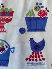 TECIDO ALEXANDER HENRY~Buffet Food 2006~VERMELHO AZUL RETRÔ~Cesta de peixe~Ovos~Vinho~ comprar usado  Enviando para Brazil