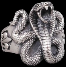 ANEL FEMININO MASCULINO PRATA ESTERLINA 925 KING COBRA VIPER PREDATOR SNAKE 12g comprar usado  Enviando para Brazil