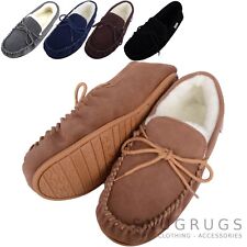 SNUGRUGS Mocassim Masculino Camurça Genuína Chinelos de Pele de Carneiro Sola de Borracha Tamanhos 6-15 comprar usado  Enviando para Brazil