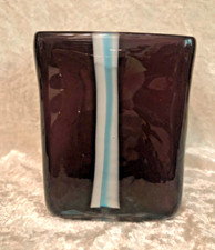 Usado, Vaso de vidro vintage Murano ART, vidro soprado roxo com listras brancas e azuis comprar usado  Enviando para Brazil