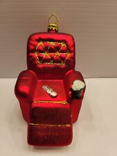 Ornamento de espreguiçadeira vermelha de vidro soprado com ouro, controle remoto, cerveja, cadeira de pais comprar usado  Enviando para Brazil