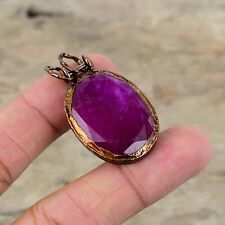 Venda de namorados pingente de moldura eletroformada de cobre oval caxemira pedra rubi esposa comprar usado  Enviando para Brazil