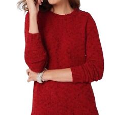 Suéter para mujer J.Jill abotonado hombro cuello redondo rojo tweed talla XL mezcla de algodón segunda mano  Embacar hacia Argentina