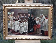Confirmation And Marriage - Interior Of The Church, Oil On Cardboard Painting na sprzedaż  PL