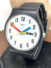 Relógio masculino Swatch SUOB728 quartzo suíço mostrador branco pulseira de borracha preta 41mm comprar usado  Enviando para Brazil