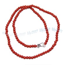 Usado, Colar de contas redondas de pedra preciosa de coral vermelho natural genuíno 4 mm 14-48" comprar usado  Enviando para Brazil