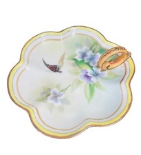 VTG pintado à mão Nippon borboleta fralda Prato único punho esqueça-me-não flor comprar usado  Enviando para Brazil