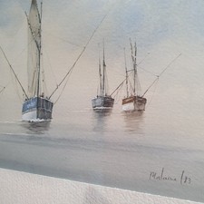 Aquarelle thonniers signée d'occasion  Sarlat-la-Canéda