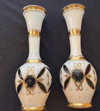 Conjunto de 2 vasos de vidro boêmia vintage preto branco e dourado feitos na Tchecoslováquia 12,5” comprar usado  Enviando para Brazil