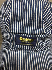 Boné vintage OshKosh ferrovia engenheiro condutor feito nos EUA SnapBack listrado comprar usado  Enviando para Brazil
