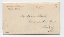 1846 North Chelmsford MA carta sem carimbos linha reta vermelha, paga e 5 [K.156] comprar usado  Enviando para Brazil