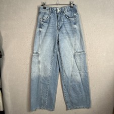 Jeans Zara Wide Leg Cargo Feminino Tamanho 4 Azul Lavagem Leve Jeans comprar usado  Enviando para Brazil