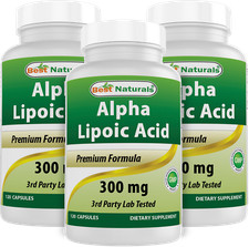 Pacote com 3 Best Naturals ácido alfa lipóico 300 mg 120 cápsulas antioxidante comprar usado  Enviando para Brazil