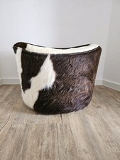 IKEA * Stołek * Sztokholm * Brązowy / Biały * Skóra krowie * Futro * Styl wiejski , używany na sprzedaż  Wysyłka do Poland