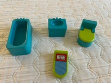 Antigo Banheiro/Utilitário Fisher Price #725: Lote de Vaso Sanitário/Piaia/Banheira/Escala, Turquesa comprar usado  Enviando para Brazil