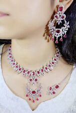 Conjunto nupcial de pendientes de joyería étnica enchapada en plata india de Bollywood AD CZ segunda mano  Embacar hacia Mexico