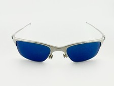 ÓCULOS DE SOL OAKLEY MEIO FIO PRATA ENVOLTÓRIO ESPORTIVO MEIO ARO COM LENTES AZUIS comprar usado  Enviando para Brazil
