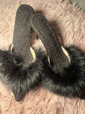 Black fluffy heels for sale  LEICESTER
