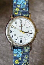 Usado, Timex relógio de quartzo feminino tom prata 30 mm pulseira de náilon com flores comprar usado  Enviando para Brazil