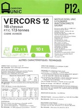 UNIC / FICHE TECHNIQUE / CAMION VERCORS 12 A CABINE AVANCÉE 11 / 1967 ? comprar usado UNIC / FICHE TECHNIQUE / CAMION VERCORS 12 A CABINE AVANCÉE 11 / 1967 ? comprar usado  Enviando para Brazil
