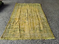 Tapete turco tingido 5,1x7,9 pés – Tapete de lã amarelo vintage tecido à mão comprar usado  Enviando para Brazil
