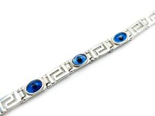 Pulseira de prata chave grega azul olho mau Nazar Mati boa sorte joia Grécia, usado comprar usado  Enviando para Brazil