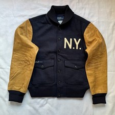 Jaqueta Polo Ralph Lauren Lã Mescla e Couro Bombardeiro Varsity Yankees Azul Marinho comprar usado Jaqueta Polo Ralph Lauren Lã Mescla e Couro Bombardeiro Varsity Yankees Azul Marinho comprar usado  Enviando para Brazil