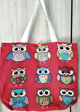 Bolsa tote hobo tapeçaria grande vintage tailandesa feita à mão 9 padrão coruja casual vermelha 18" comprar usado  Enviando para Brazil
