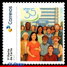 25-71 BRASIL 2025 INSS, 35 ANOS, INSTITUTO NACIONAL DE SEGURANÇA SOCIAL, SEM MARCA DE CHARNEIRA comprar usado  Brasil 