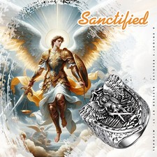 Anel masculino arcanjo São Miguel escudo cavaleiro aço inoxidável católico, usado comprar usado  Enviando para Brazil
