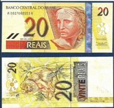 2002 Brasil 20 reais P-250 UNC NOVA nota comprar usado  Enviando para Brazil