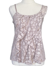 Blusa AX Armani Exchange tamanho XS renda taupe alças frontais babados noite/festa comprar usado  Enviando para Brazil