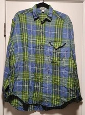 Camisa Giorgio Armani Collezioni Adulto Pequena Azul Verde Xadrez Linho Mangas Compridas  comprar usado  Enviando para Brazil