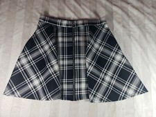 Saia skatista Hot Topic feminina com zíper frontal escolar menina preto e branco xadrez anel O G, usado comprar usado  Enviando para Brazil