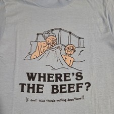 Camiseta Vintage Wheres The Beef Anos 70 Anos 80 Feita nos EUA Humor Comédia Cama Sexo Engraçado , usado comprar usado  Enviando para Brazil