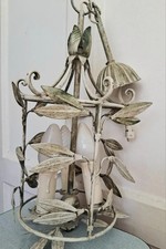 Usado, Vintage Metal Leaf Chandelier – French Cottage Shabby Chic Ceiling Light comprar usado  Enviando para Brazil