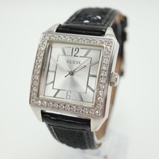 Relógio Guess Feminino Tom Prata Quadrado 34mm Sequência Couro Preto com Nova Bateria comprar usado  Enviando para Brazil