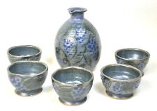 "Garrafa e xícaras de saquê japonesas vintage W3" x H1.5" 6 peças florais c1980s , usado comprar usado  Enviando para Brazil