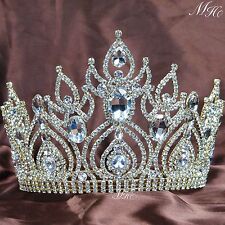 Incrível concurso de beleza coroas cristal transparente tiaras tom dourado noivas joias de cabelo comprar usado  Enviando para Brazil