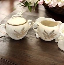 Conjunto de tigela de açúcar e creme Lenox WHEAT R-442 aro dourado vintage comprar usado  Enviando para Brazil