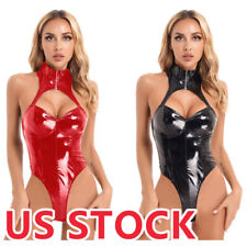 Macacão feminino Freebily couro sintético com zíper lingerie sexy látex comprar usado  Enviando para Brazil