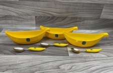 VINTAGE CHIQUITA BANANA SPLIT BOAT TIGELA DE CEREAIS COM COLHER COMBINANDO LOTE AMARELO comprar usado  Enviando para Brazil