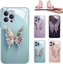 Capa telefone vidro à prova de choque borboleta 3D para iPhone 15 14 Pro Max 13 12 11 comprar usado  Enviando para Brazil