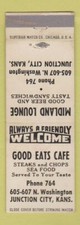 Capa Matchbook Good Eats Cafe Midland Lounge Junction City KS telefone baixo # DESGASTE comprar usado  Enviando para Brazil