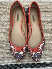 Sapato plano de balé feminino AREZZO tamanho 8 laranja floral laço casual, usado comprar usado  Enviando para Brazil