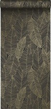 Papel de parede Canales folhas tingidas de ouro preto comprar usado  Enviando para Brazil