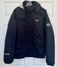 Jaqueta Bombardeiro Hollister Masculina Preta com Capuz Forrada de Lã ~ Tamanho Pequeno comprar usado  Enviando para Brazil