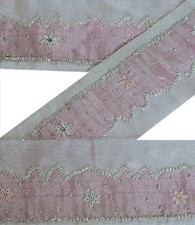 Acabamentos para artesanato em tecido com miçangas vintage em sânscrito Saree borda 1 jarda rosa dourado comprar usado  Enviando para Brazil